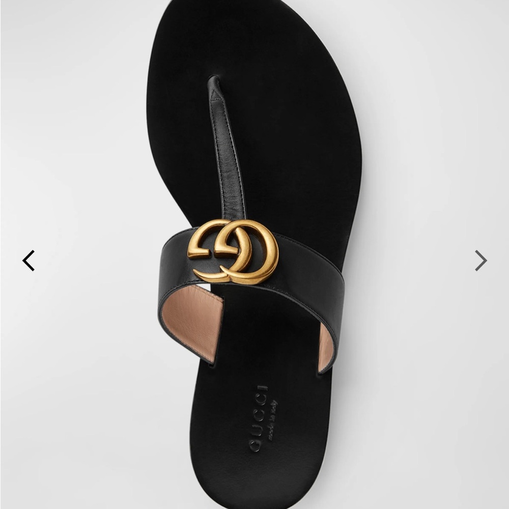 Gucci Black and Gold Designer Sandals